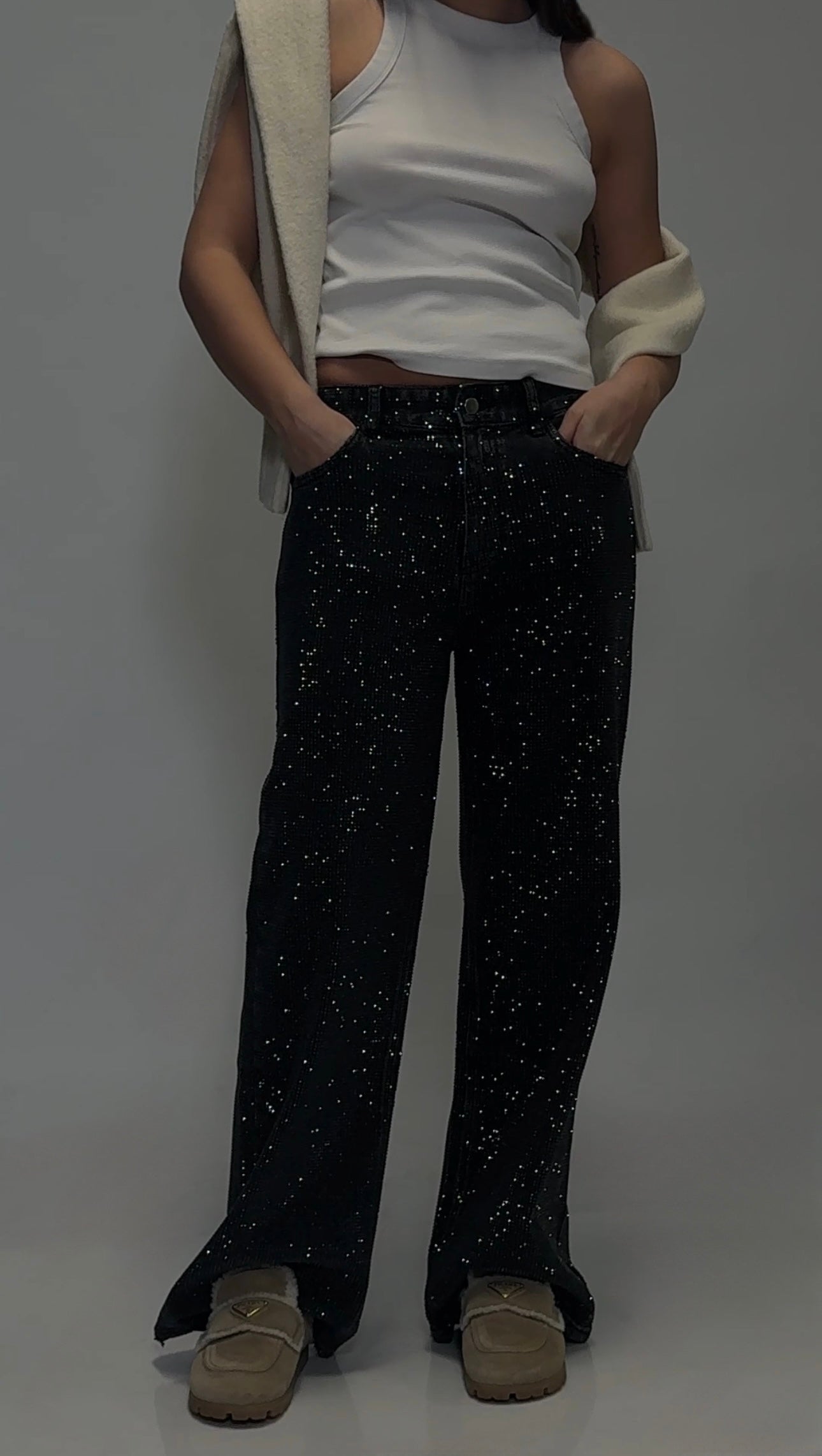 Rhinestone black jeans